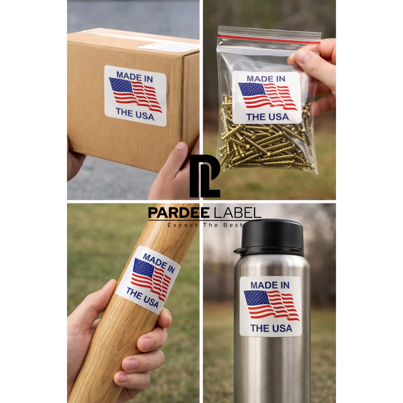 Made in the USA Stickers 1-1/4″ x 1-1/4″ Labels 250/Roll