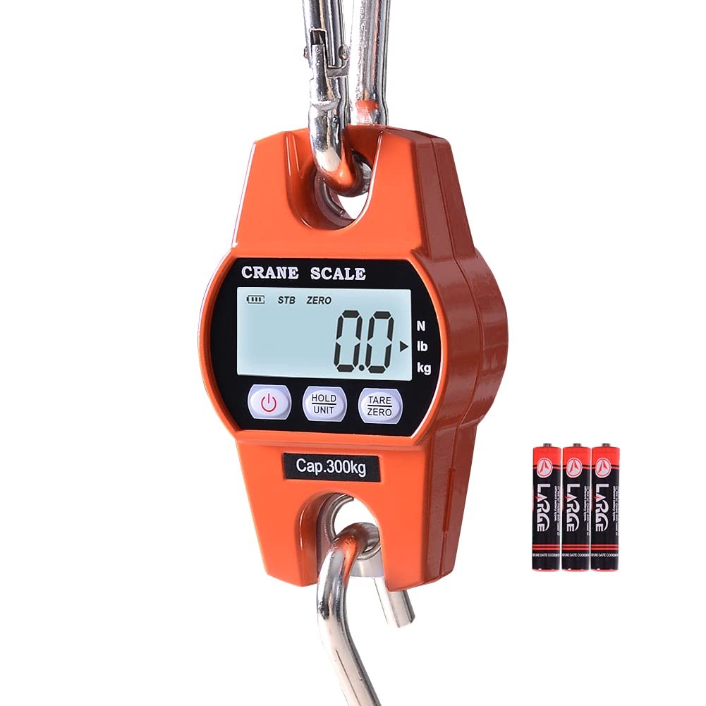 Heavy Duty Crane Scale – 660LB, Aluminum Body, Stainless Steel Hook, Large