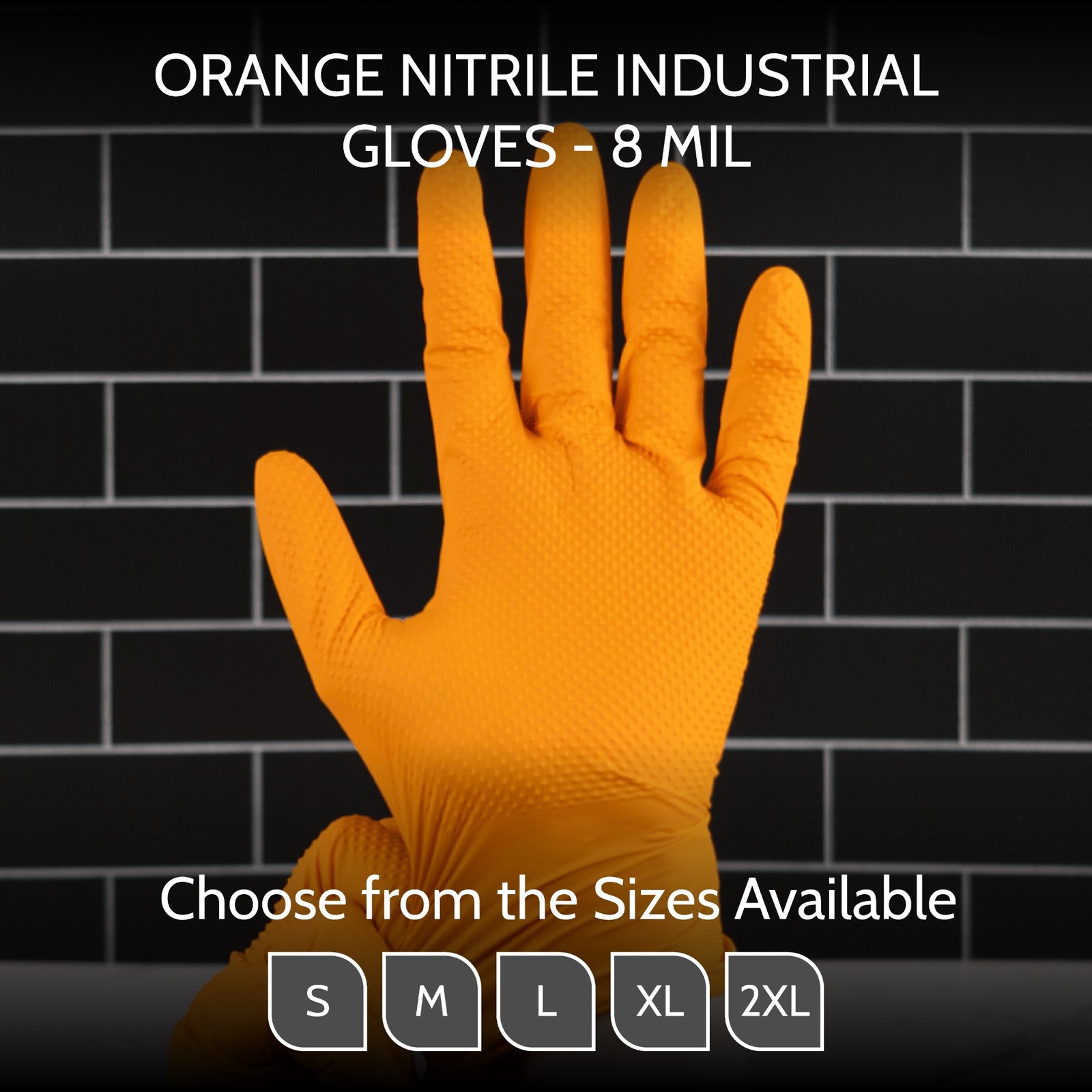 Wolverine X-Large Orange Nitrile Gloves Raised Diamond Texture, 8 Mil, 1000 Pcs