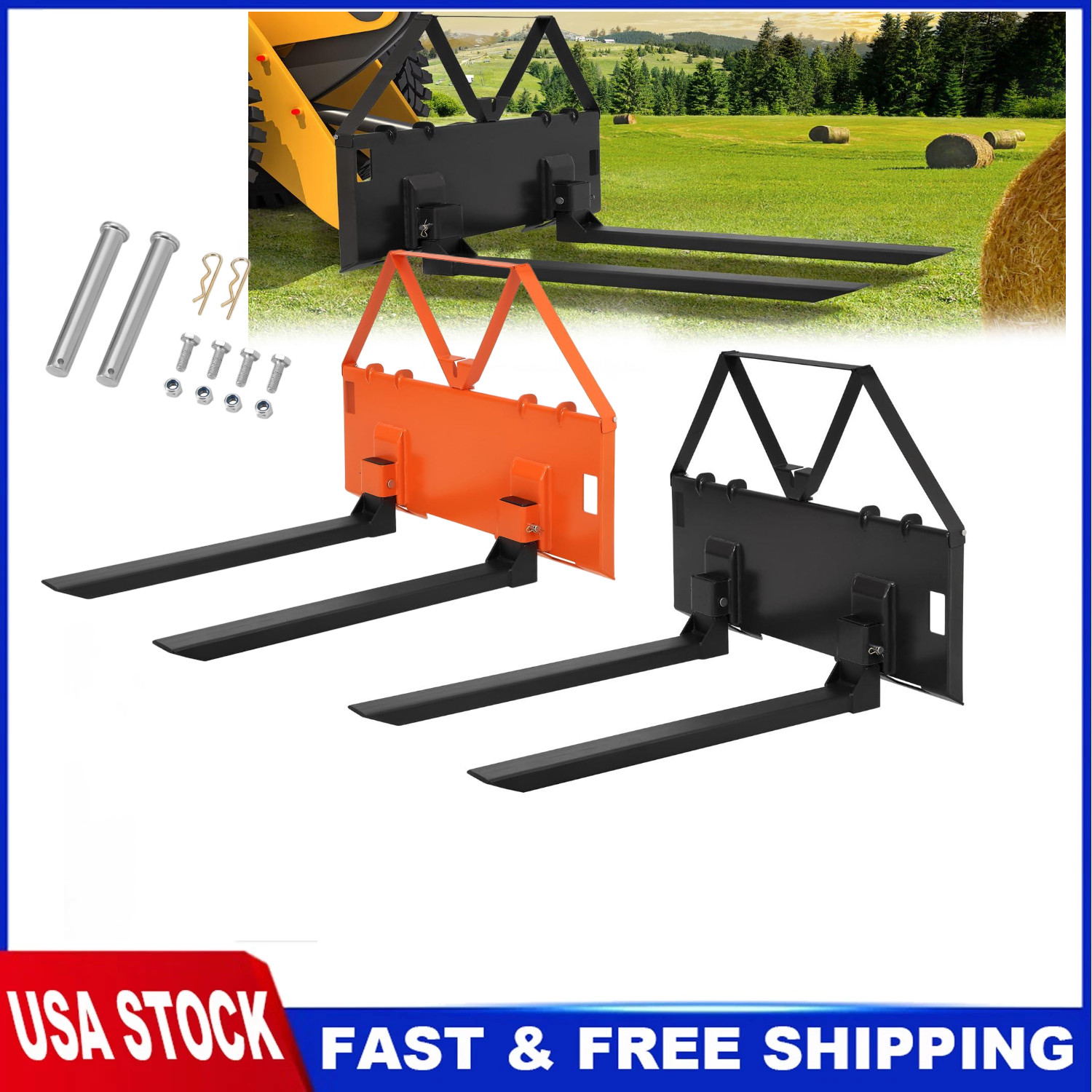 Garvee 46″ Heavy Duty Pallet Fork Attachment for Tractor & Skid Steer Quick Atta