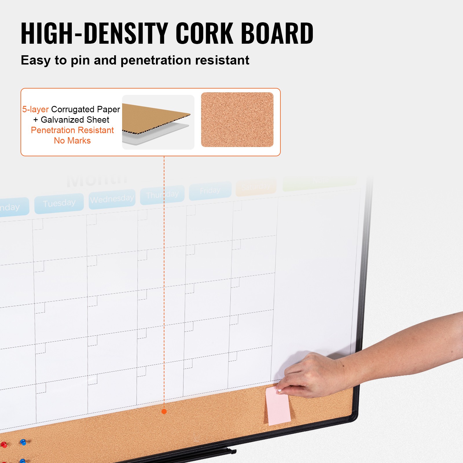 Uimoso 36″x24″Monthly Calendar Whiteboard & Cork Board Combo with Aluminum Frame