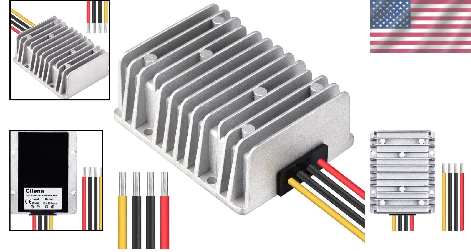 DC 8-40V to 12V 25A 300W Step Up/Down Regulator, Waterproof, High Efficiency