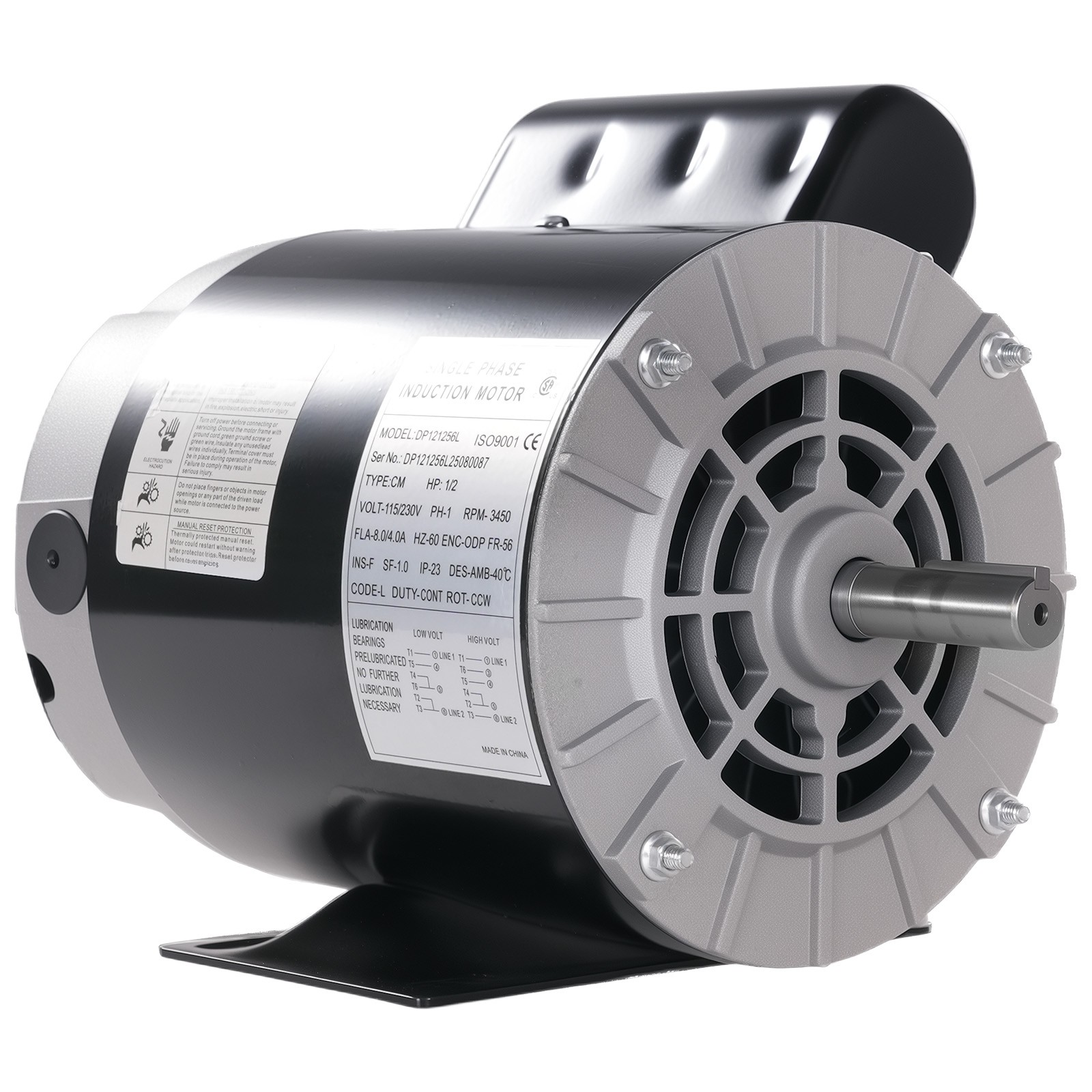 1/2HP/1HP/2HP Electric Motor 3450 RPM Single Phase AC Motor 5/8″ Keyed Shaft