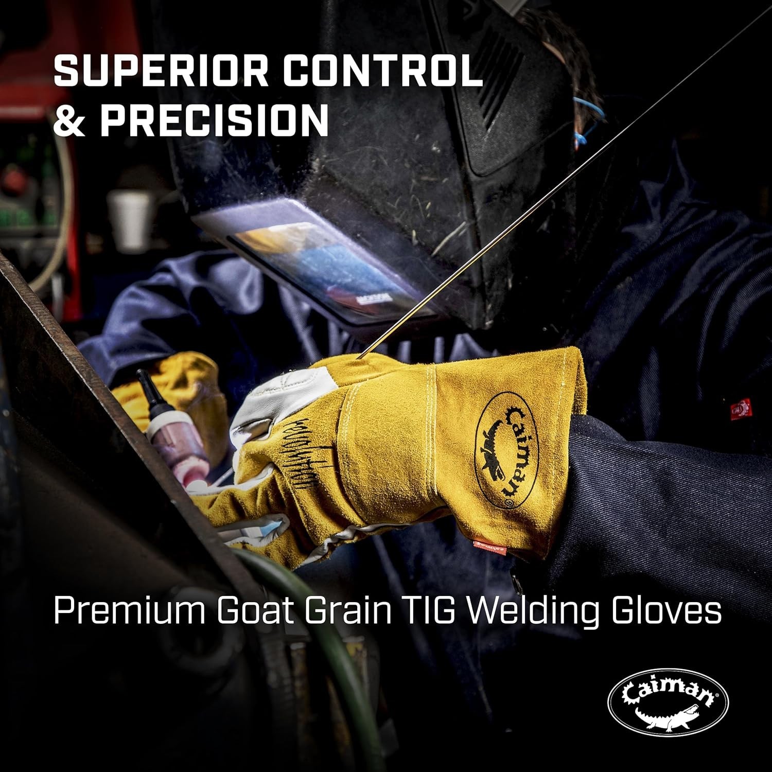 Goat Grain TIG/Multi-Task Welding Gloves, Split Cowhide Back, 4-Inch Extended…