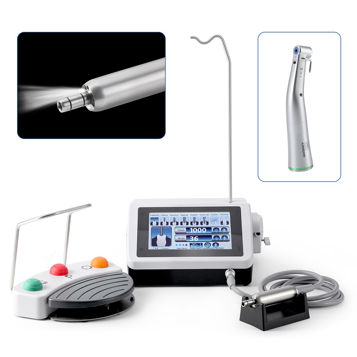 Silla plegable móvil dental portátil+unidad de turbina+lámpara LED+bandeja
