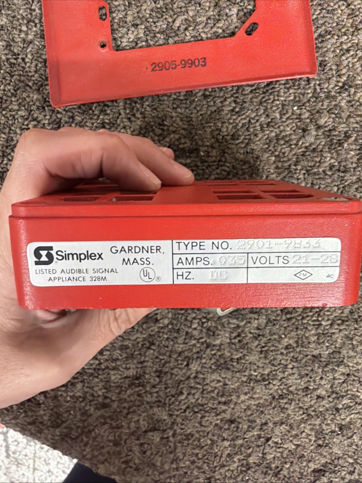Simplex 2901-9833 Audible Signal With 2905-9903 Mounting Plate