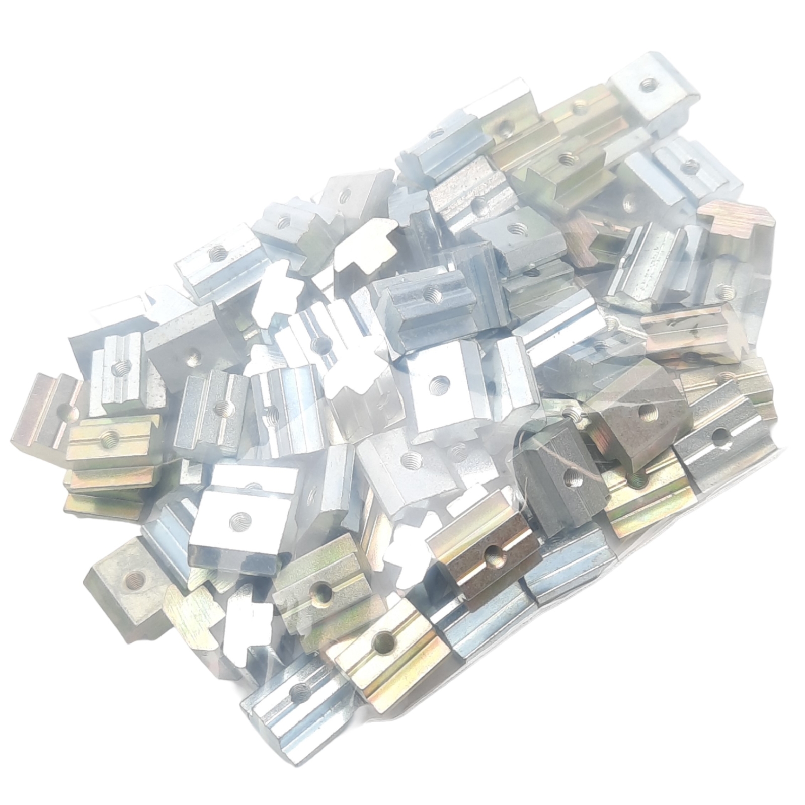 Lot of 100 Extrusion T-Slot Nuts, 19.5×10.6mm, M5, B, Slot 10, Mixed Materials