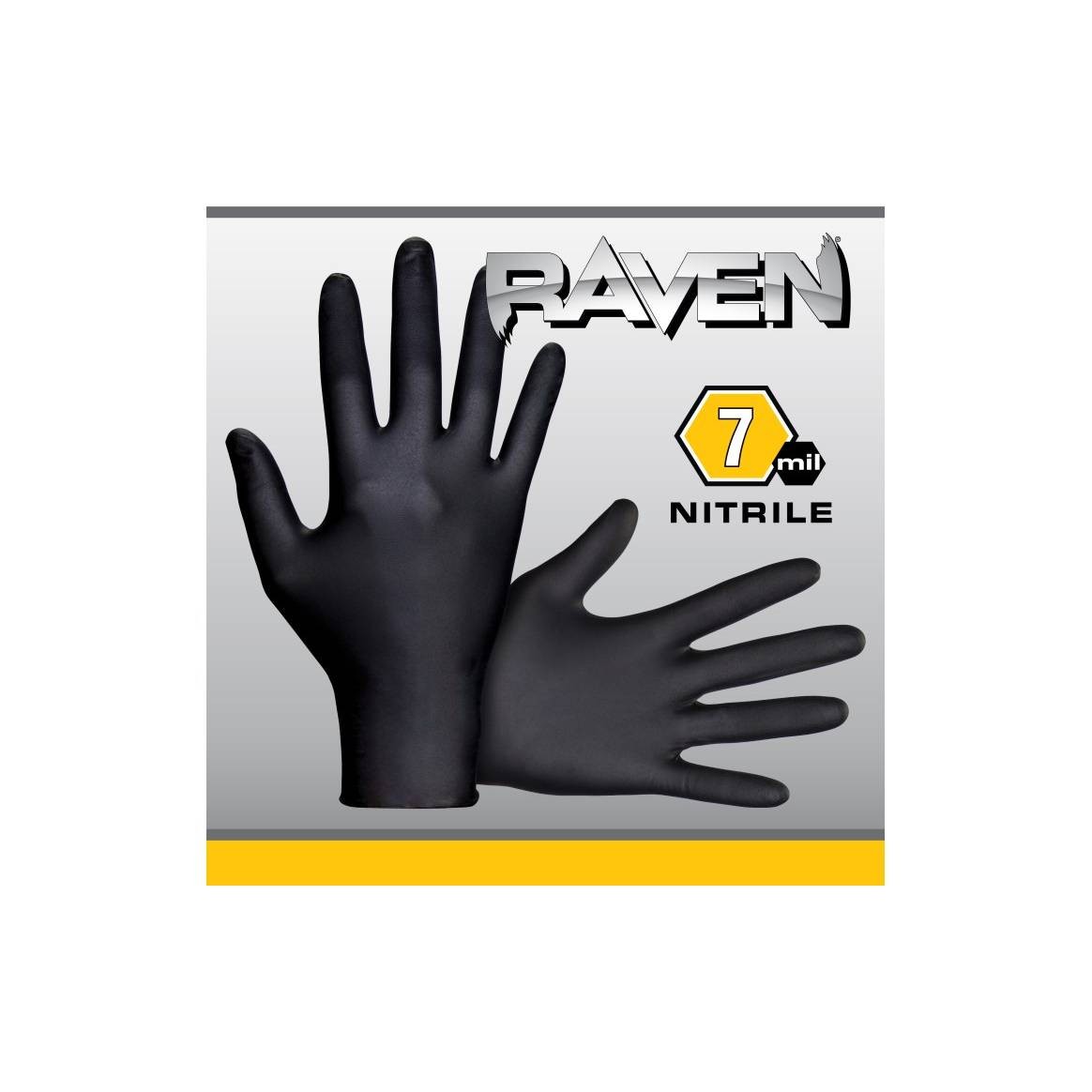 SAS 66518 Raven Exam Grade Nitrile Disposable Gloves, 7 mil, Large, 100 Pack