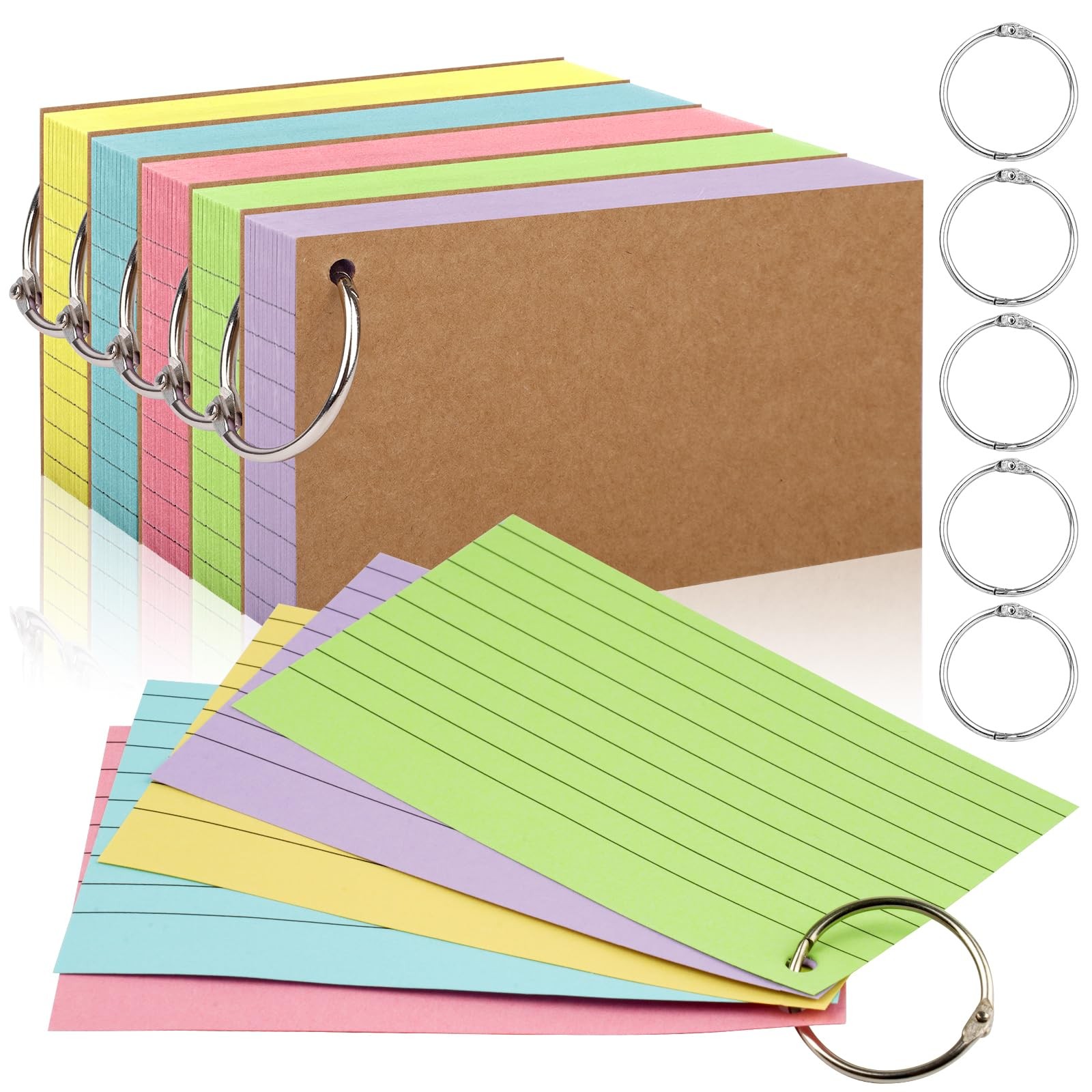 350 Pcs Index Cards With Ring, 3×5 Inches Flash inches, light blue