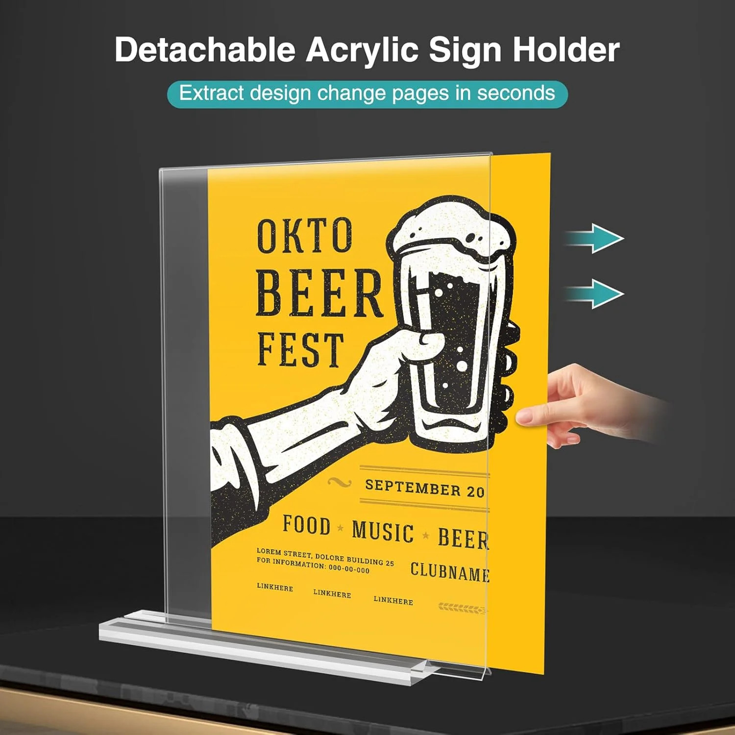Acrylic Sign Holder 8.5 x 11, Double Sided Sign Holder Stand, Plastic 6 Pack