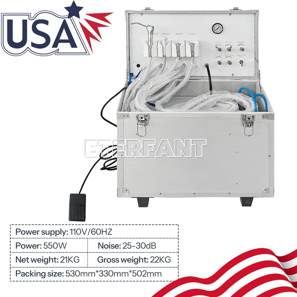 Dental Delivery Cart Treatment/Unit System Air Compressor/Turbine Unit 4Hole US
