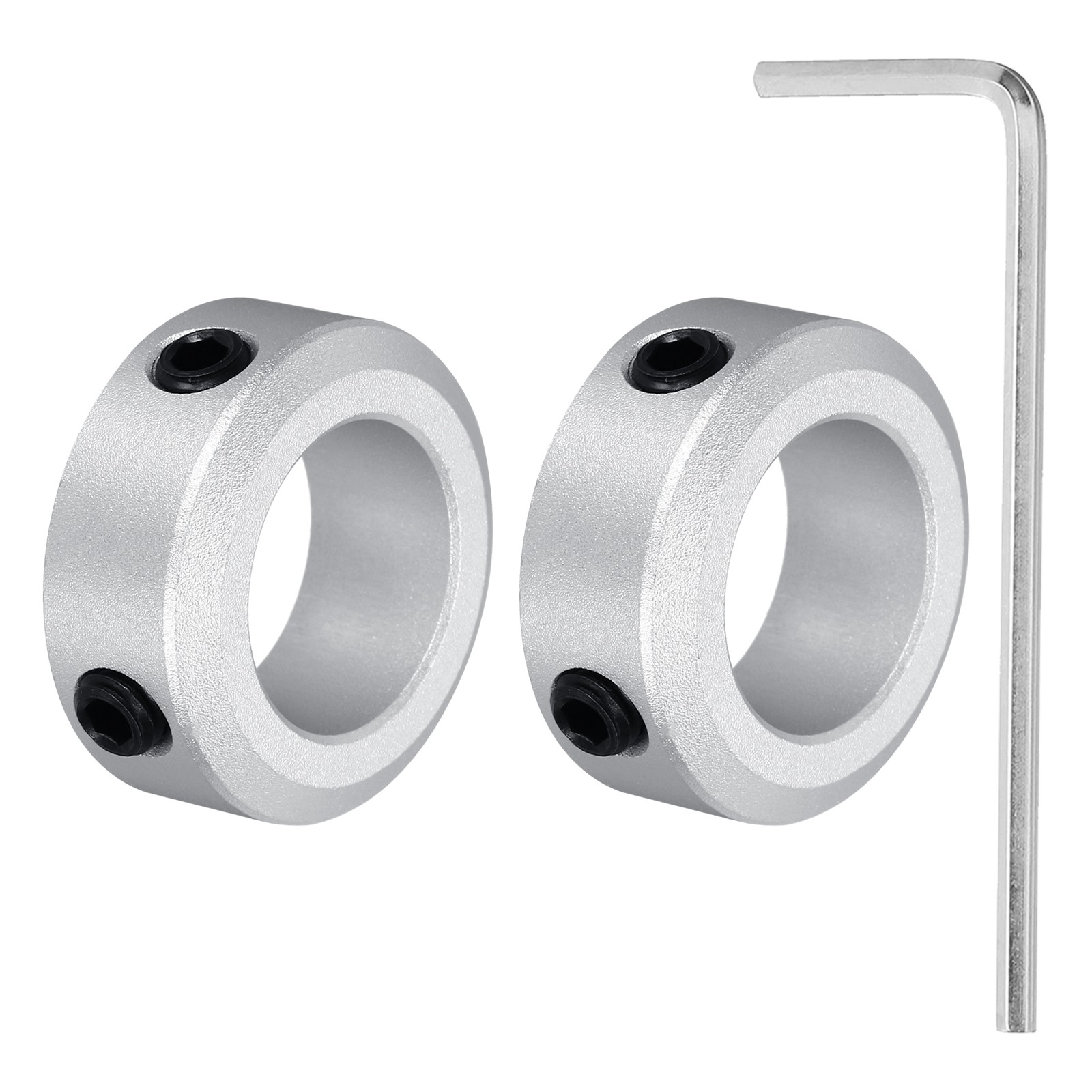 Shaft Collar 0.63″ Bore Aluminum Set Screw Style Clamping Collars Silver 2Pcs