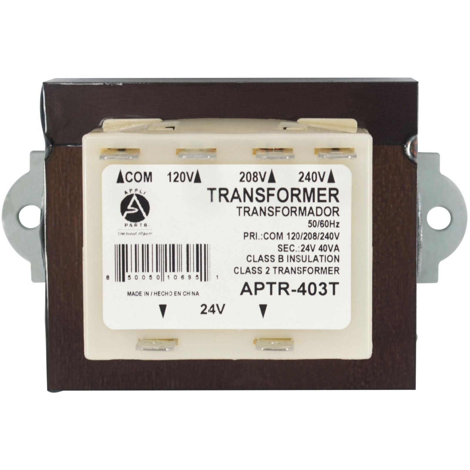 Appli Parts APTR-403T Transformer 120, 208, 240 V to 24 V, 40 Va Foot Mount 1/4