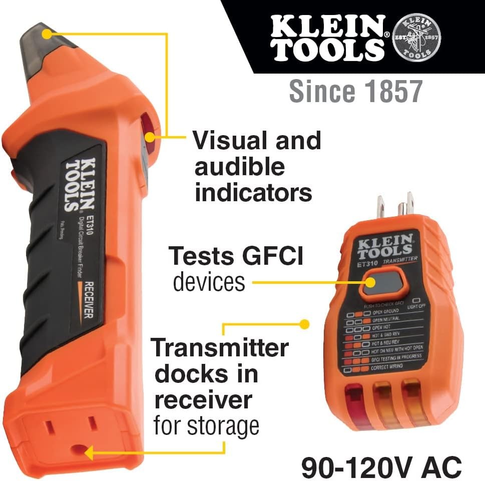 80016 Circuit Breaker Finder Tool Kit with Accessories,GFCI Outlet Tester,2 PCS