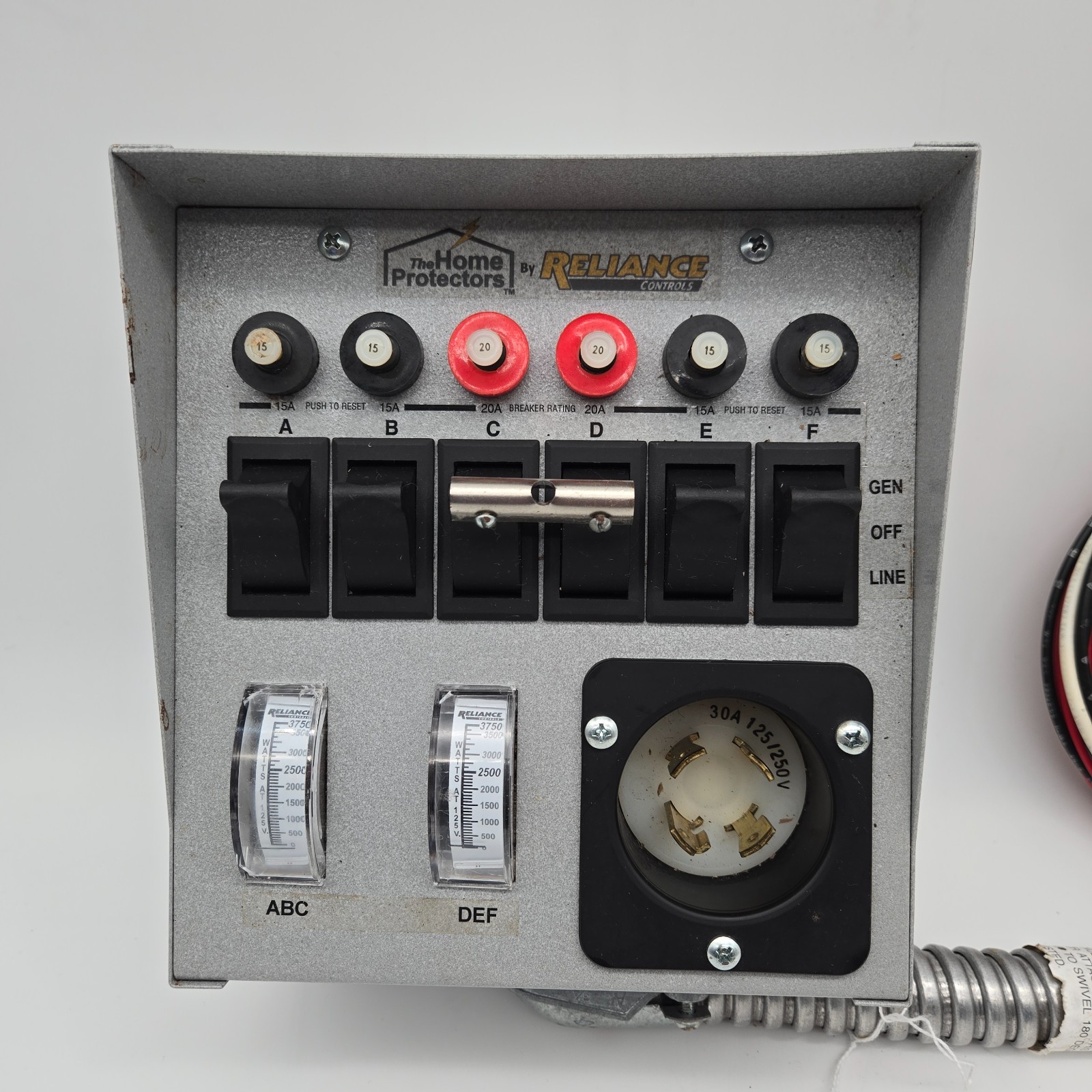 Reliance Controls 30216B 6 Circuit 30Amp Generator Standby Power Transfer Switch