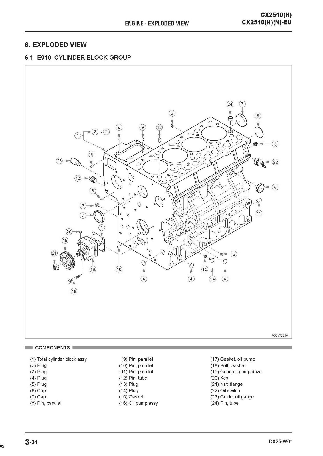 2510 Tractors Workshop Technical Repair Manual Fits Kioti CX2510-H CX2510-H N