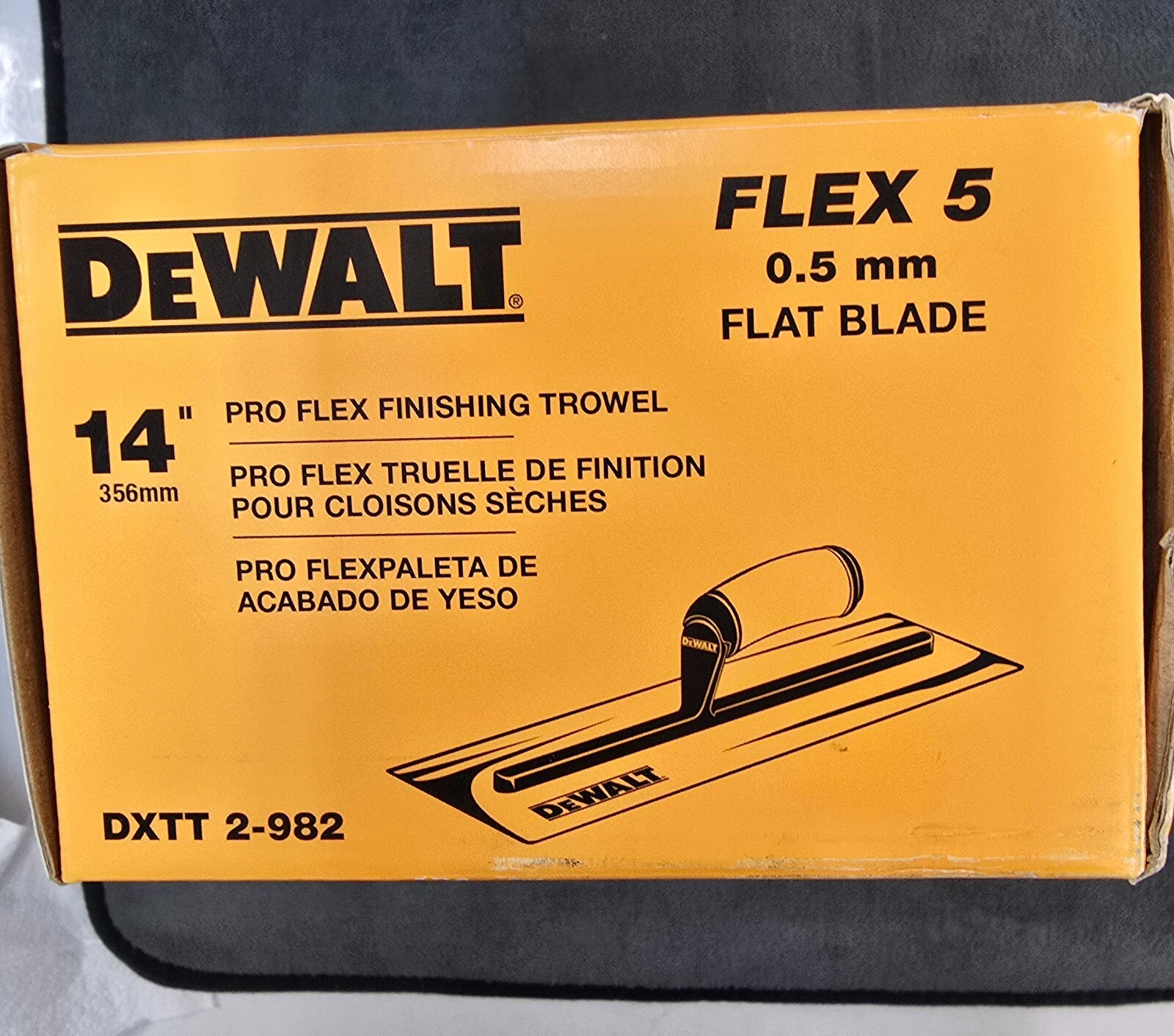 Dewalt 14 in. Stainless Steel Blade Drywall Finishing Trowel, Leather Handle, Jo