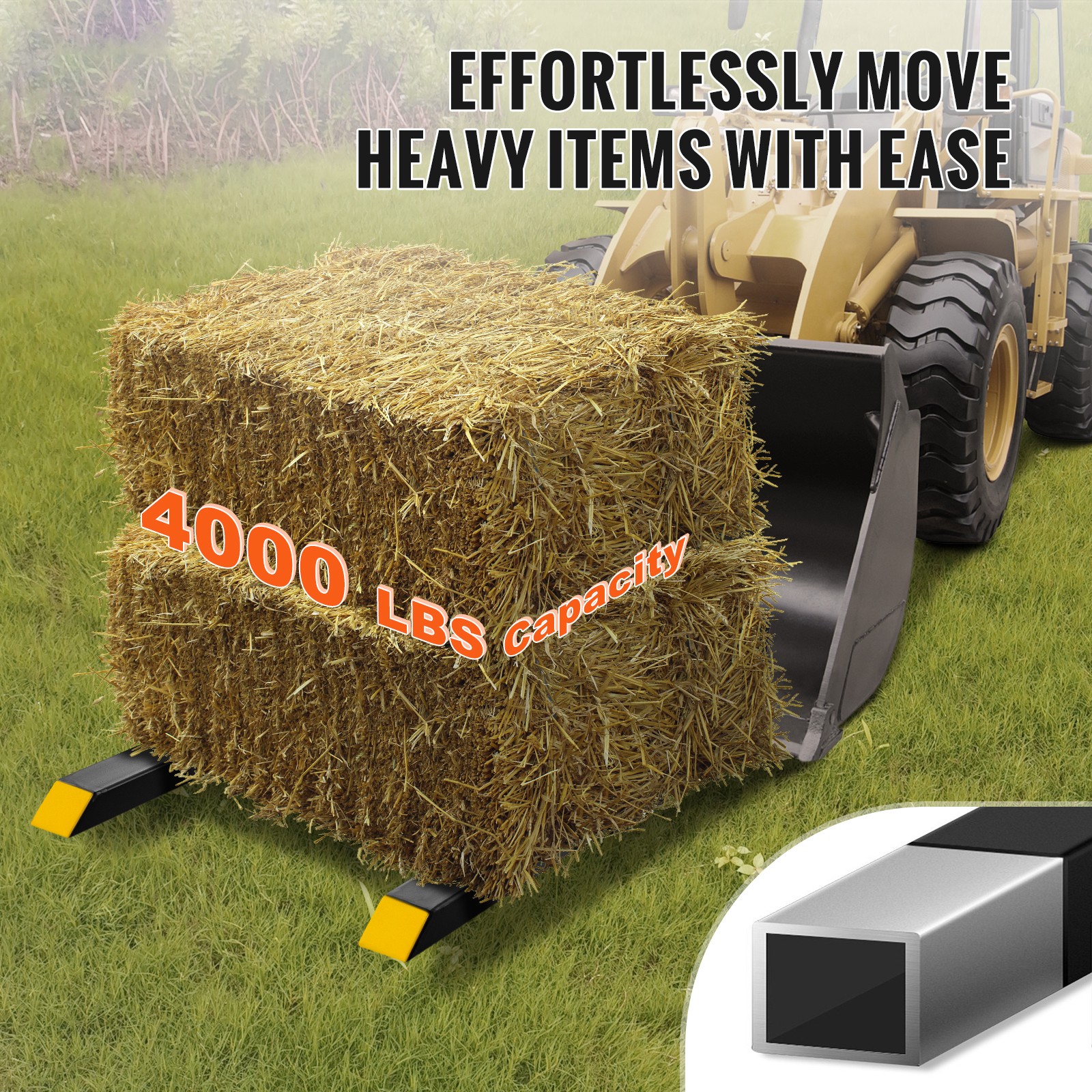 VEVOR 4000lbs 60″ Clamp on Pallet Forks for SkidSteer Loader Bucket Tractor Fork