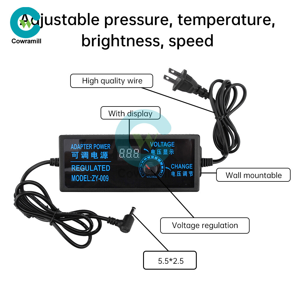 Adjustable AC-DC Power Supply Adapter Charger Variable Voltage 3V-24V Universal