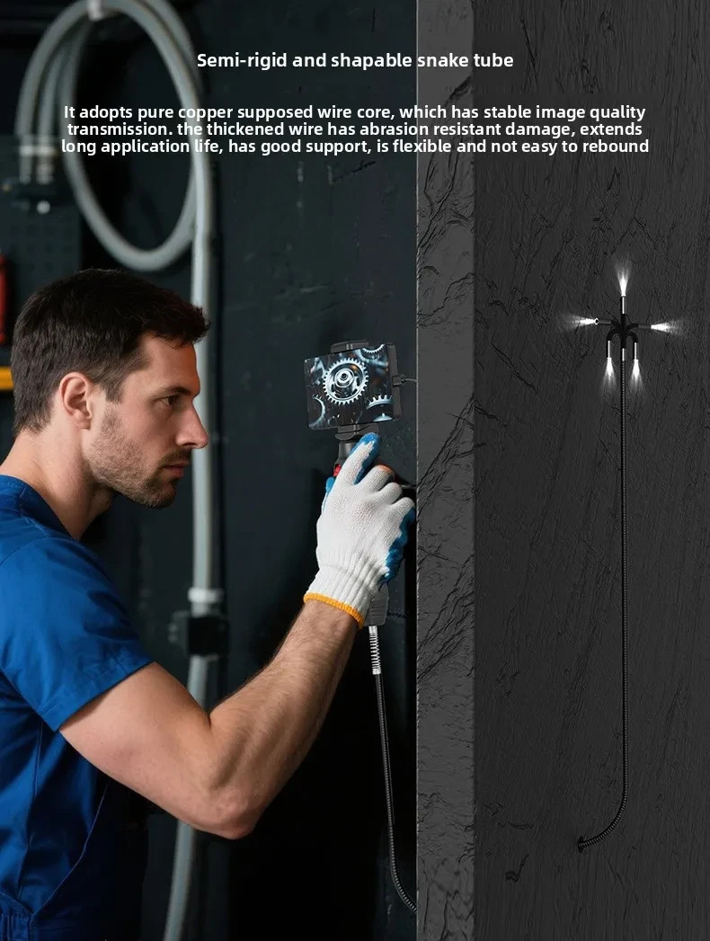 3.3ft Semi Rigid Endoscope 2-Way 180° Inspection Camera Articulating Borescope