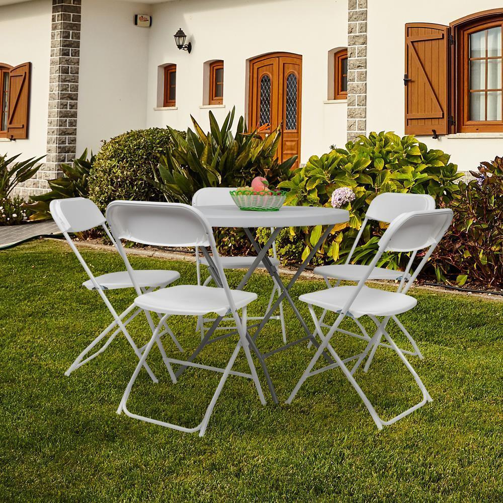 10 Pcs Plastic Folding Chairs Stackable Wedding Party Camping Dining Seats Home