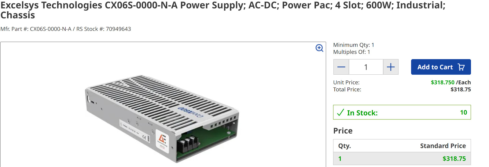 Excelsys CoolX600 CX06S-0000-N-A Power Supply AC-DC Power Pac 4 Slot 600W *NEW*