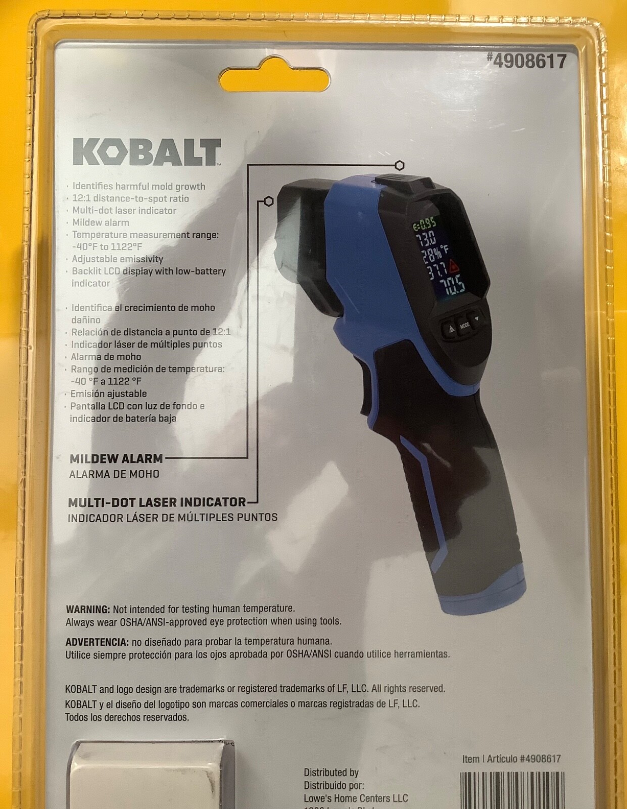 NEW Kobalt Digital Non-Contact Thermometer W/ Mold Detection 4908617 READ BELOW