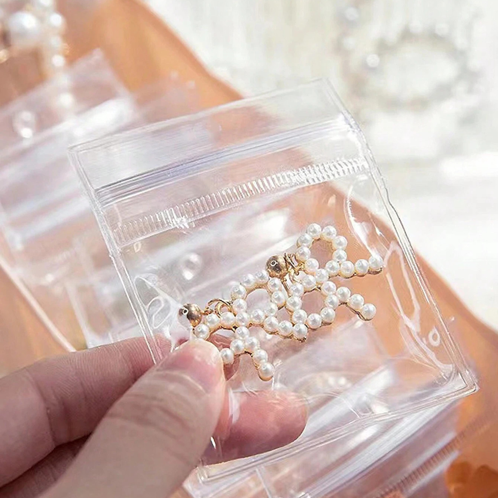 Anti Tarnish Jewelry Bags Clear PVC Ziplock Resealable Ring Earring 10-100Pcs