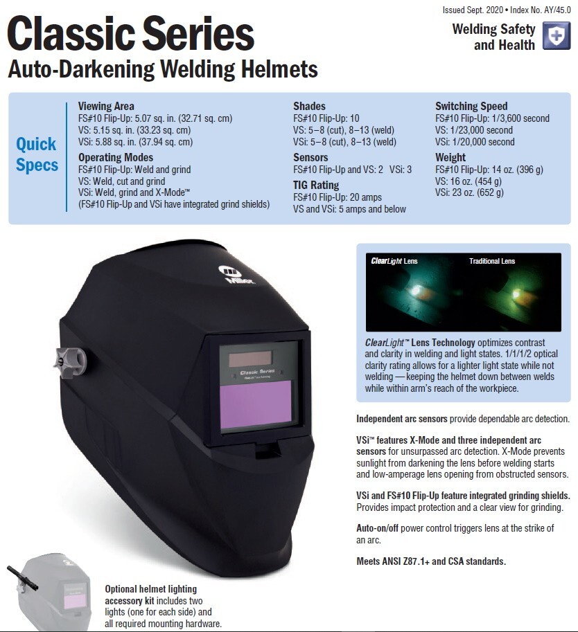 Miller Black Classic Series Welding Helmet with ClearLight Lens (287803)