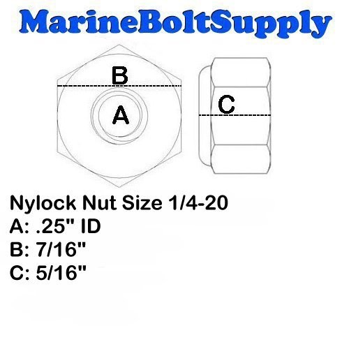 Superior Grade/Type 316 Stainless Steel Nylon Insert Lock Nuts Marine Bolt S…