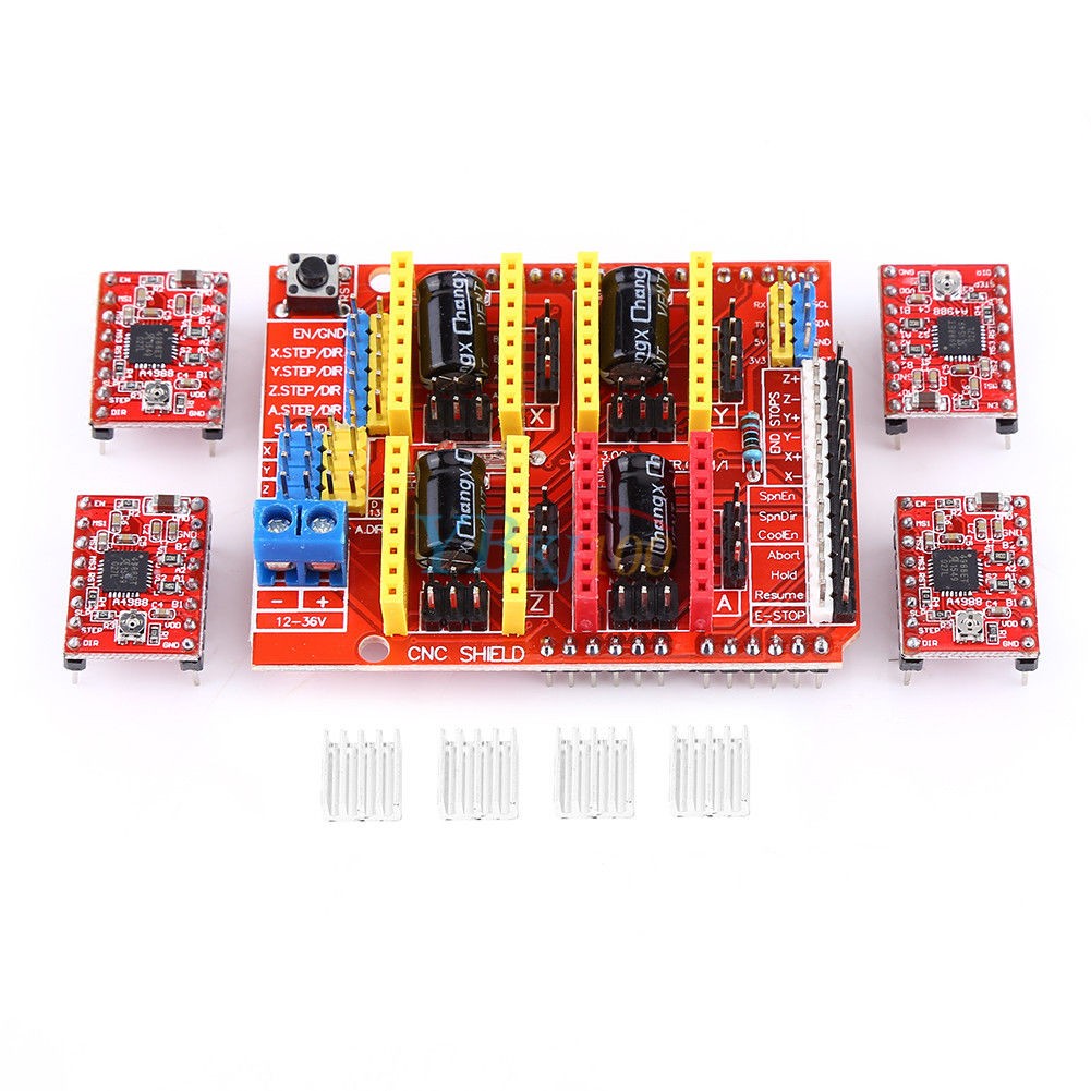 CNC Shield V3 4-Axis + A4988 Stepper Drivers for Arduino UNO MEGA GRBL 3D Prntrs