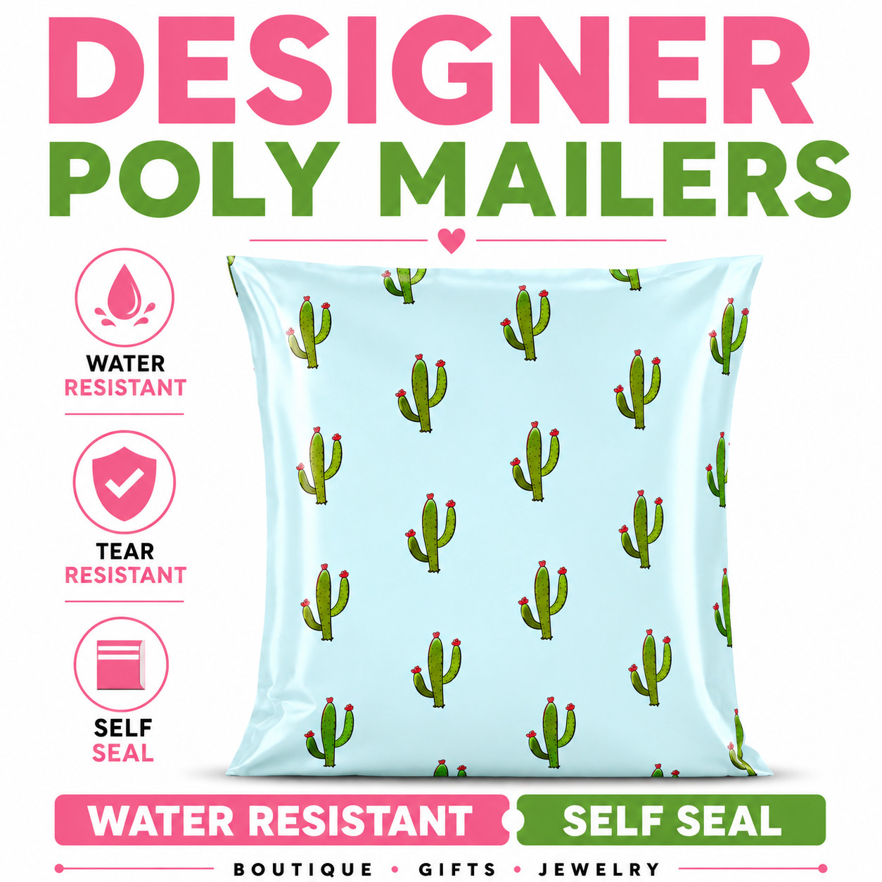 Cactus Poly Mailers 6×9 Self Seal Designer Boutique Shipping Bags Envelopes