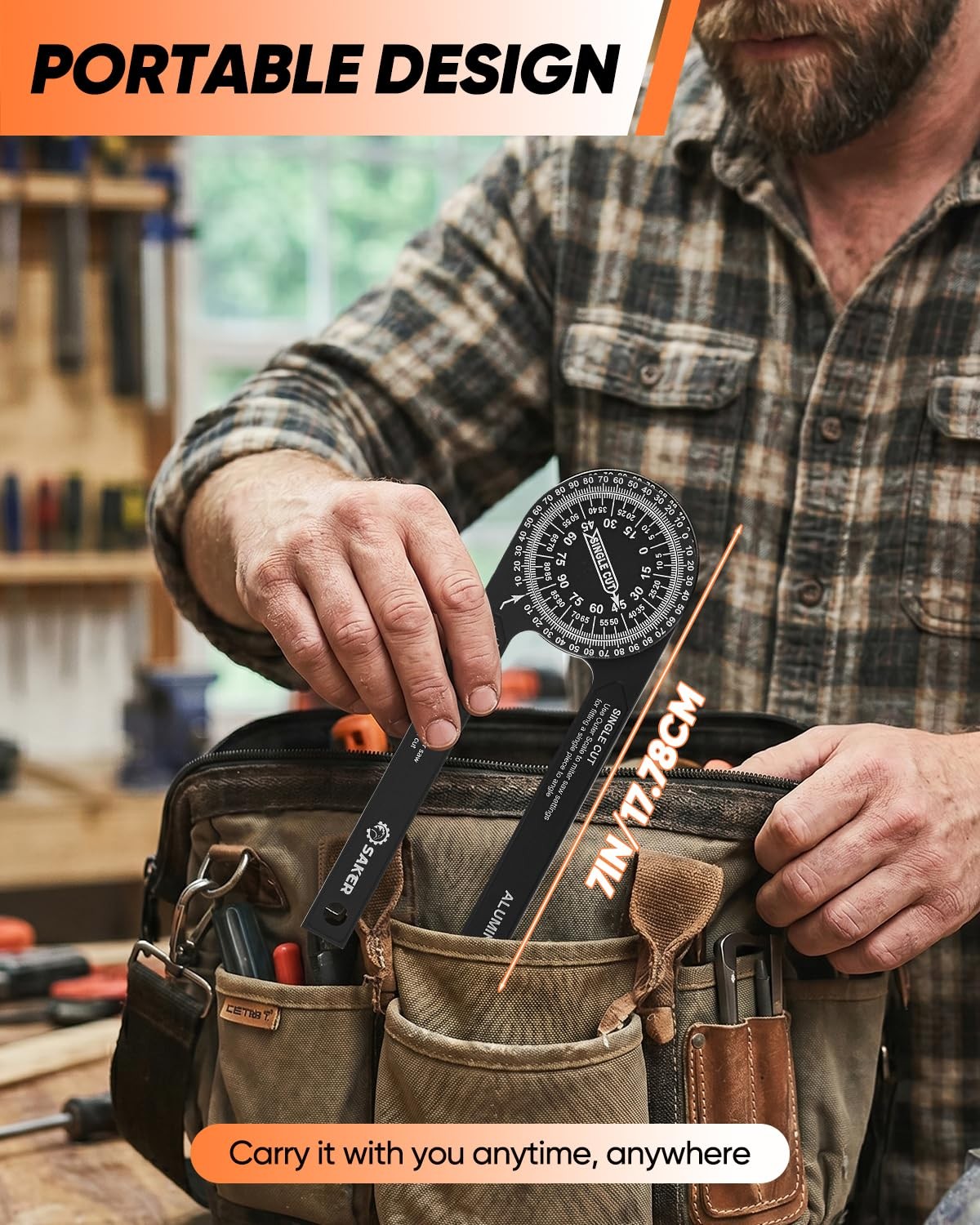 Saker Miter Saw Protractor|7-Inch Aluminum Protractor Angle Finder Black