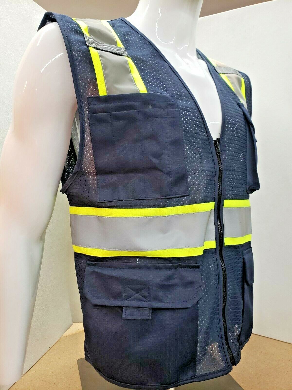 NAVY BLUE High Visibility Reflective Safety Vest (X-Small-3-XL)
