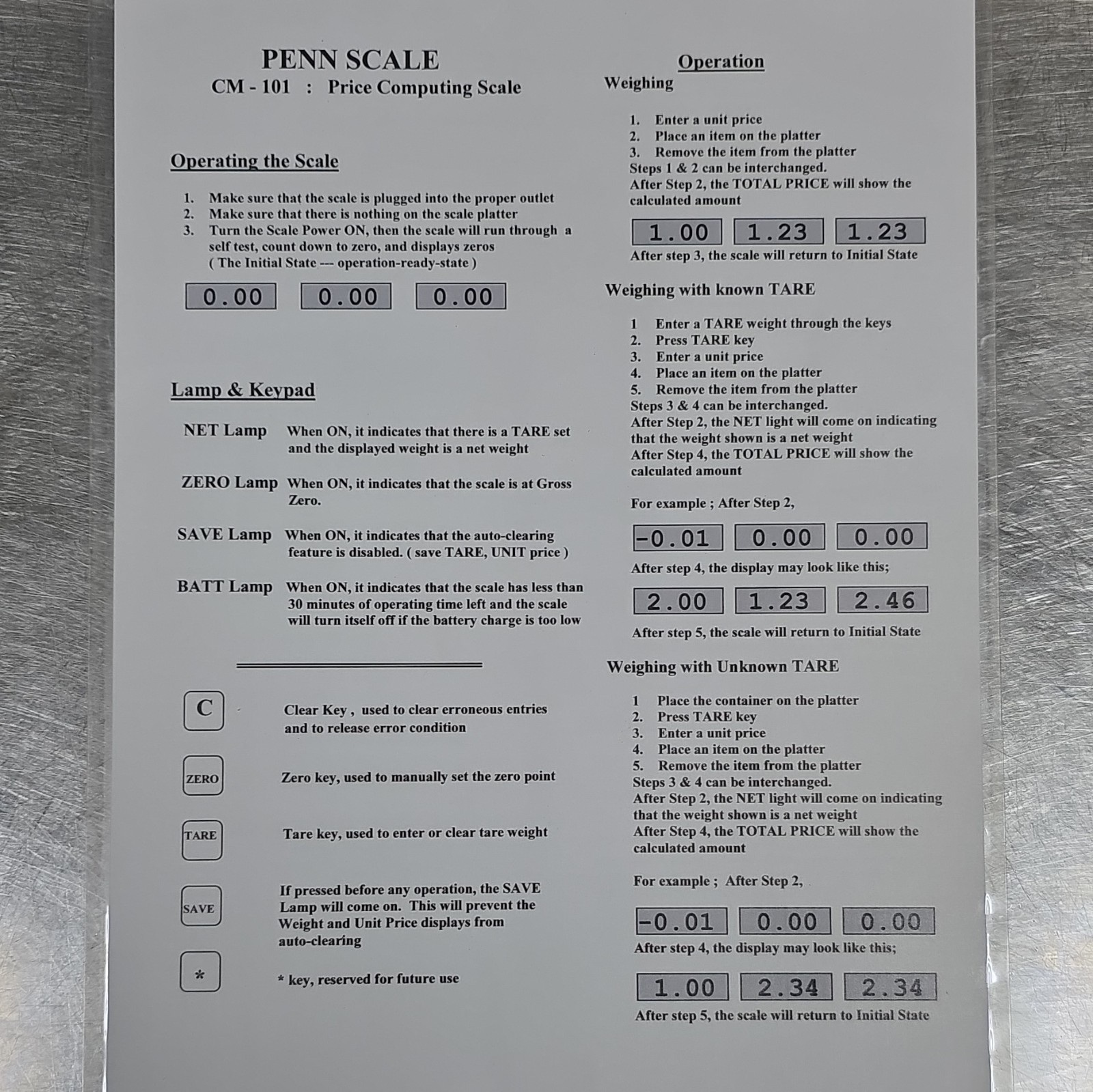 Penn Scale CM-101 30 lb Digital Price Computing Legal for Trade Scale