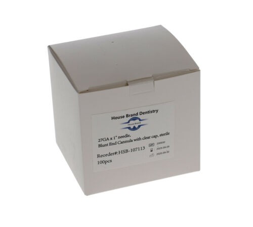 House Brand Dentistry 107113 Endo Irrigating 27 Gauge Dental Needles 100/Pk