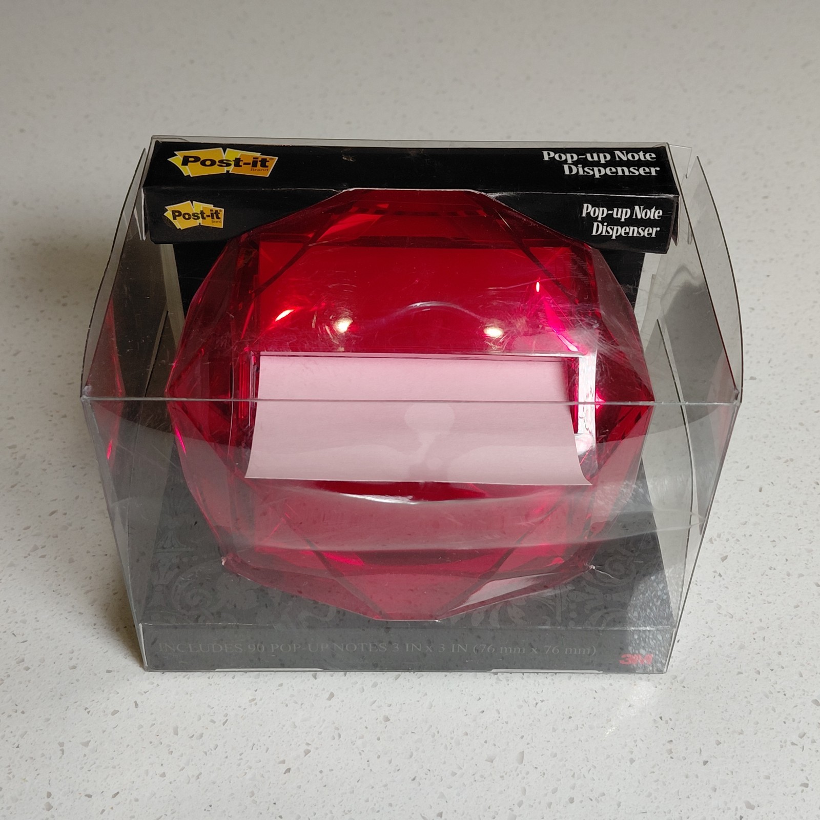 RARE Ruby Red Gem Jewel Shaped Dispenser for 3×3 Post-it Pop-up Notes 2013 NIB