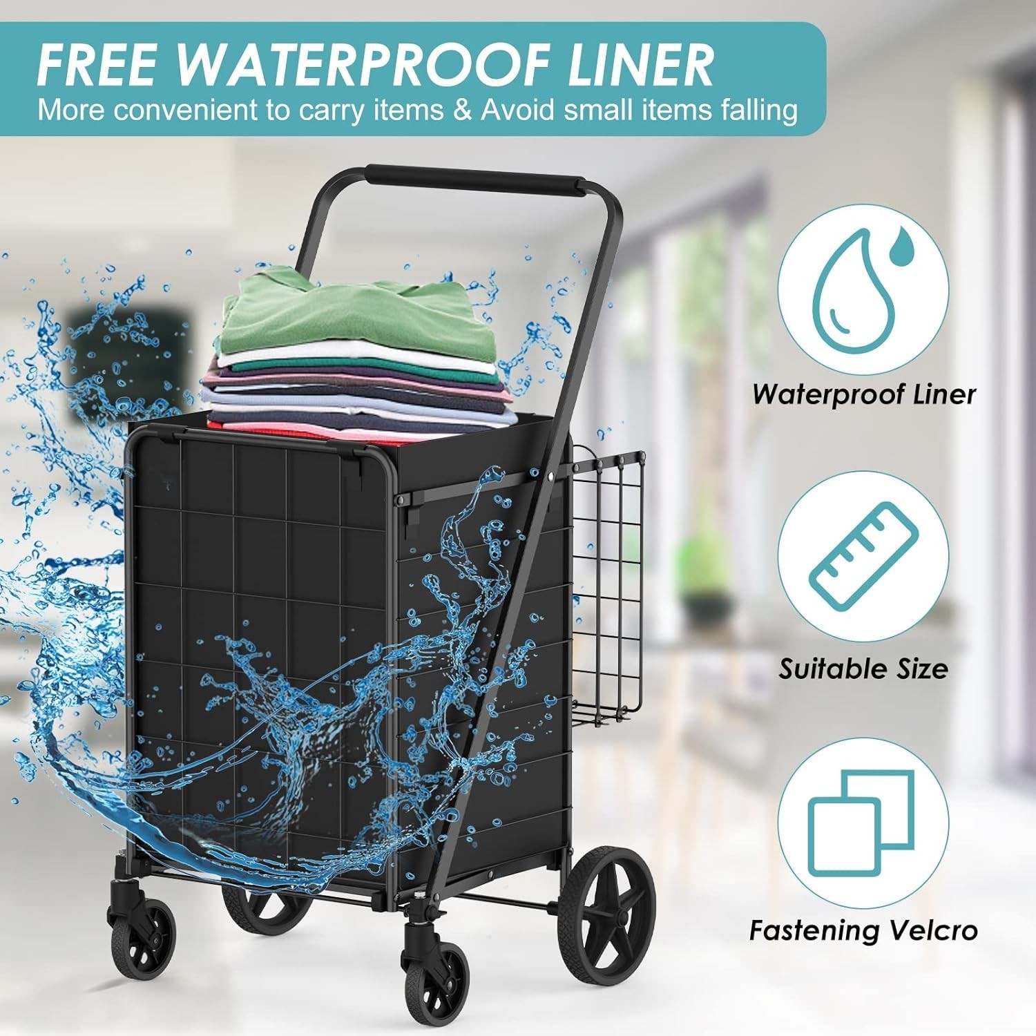 Upgraded Shopping Cart for Groceries,330LBS Jumbo Grocery Cart with Waterproo…