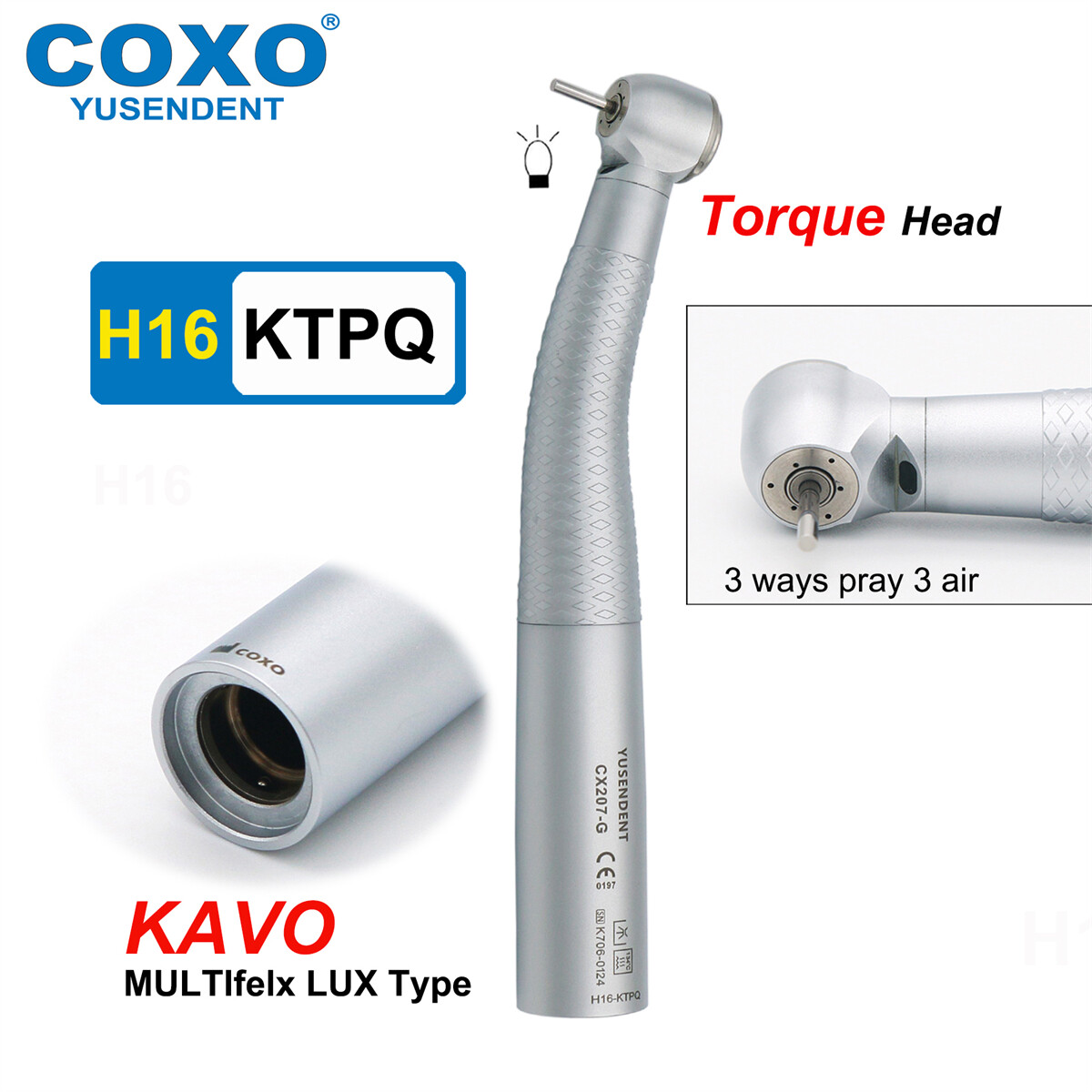 US COXO Dental Handpiece Fiber Optic High Speed Turbine LED Coupler For KAVO NSK