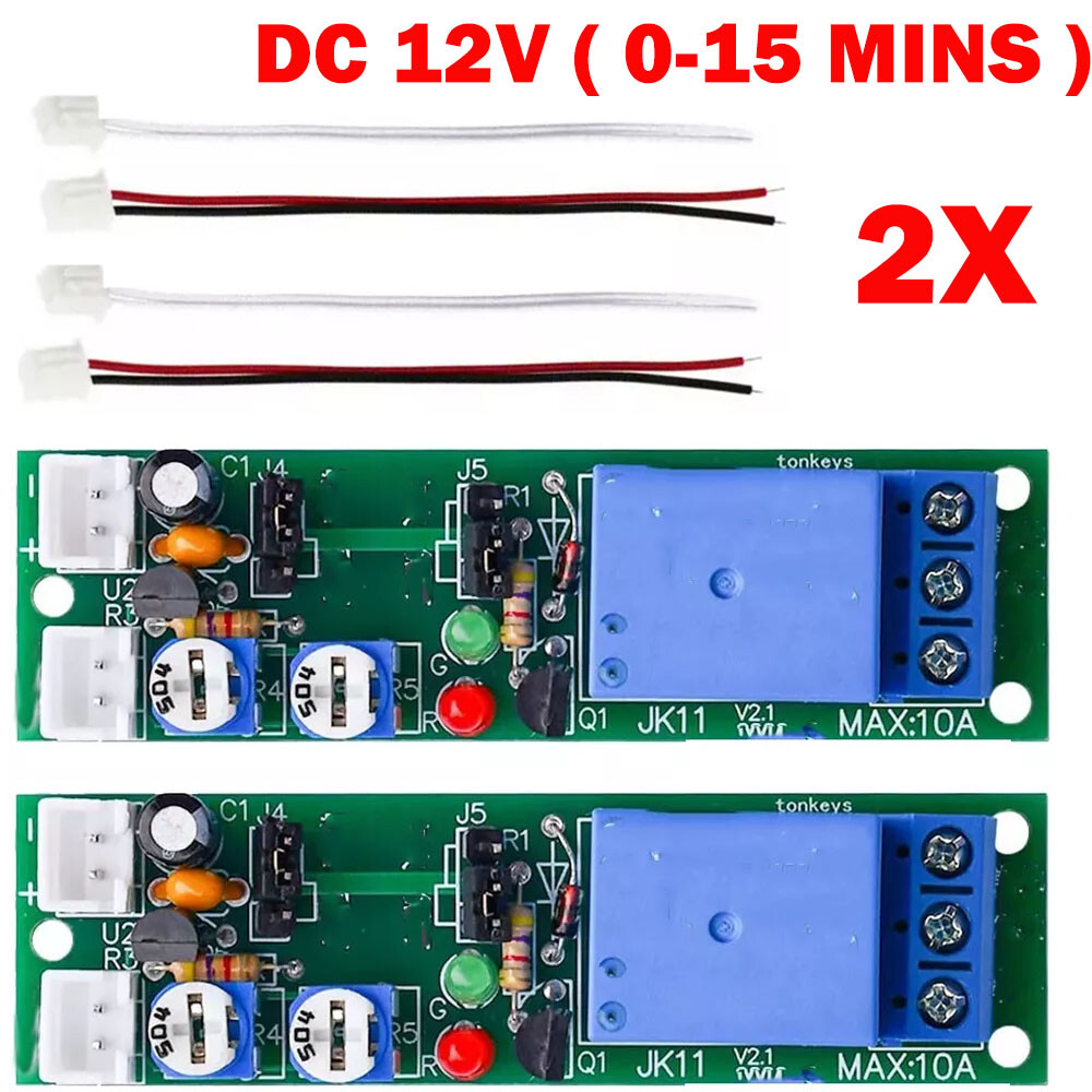 2PC 12V Infinite Cycle Delay Time Timer Relay Turn ON OFF Switch Loop Modules US