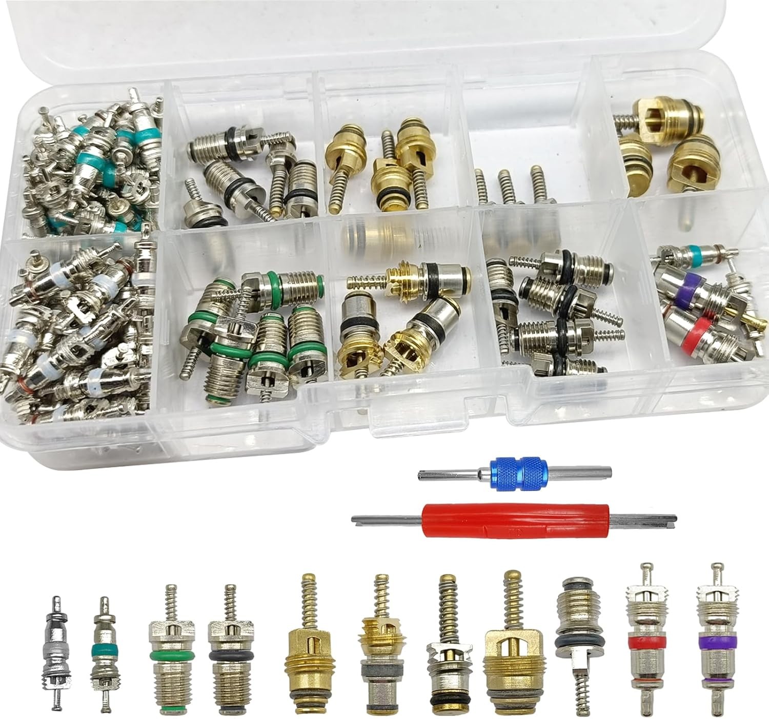 Refrigeration Valve Core Assortment Kit 102 Pieces