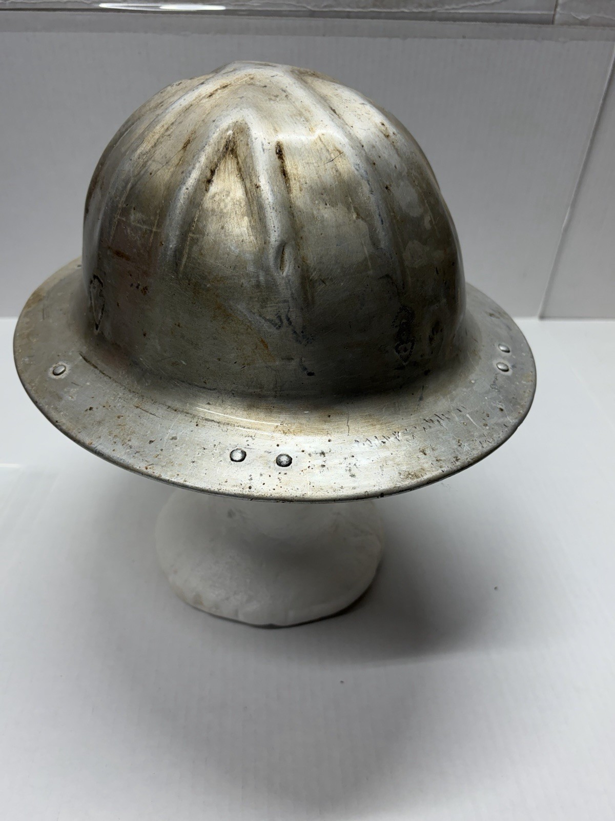 Old New Stock 1950s Vintage B.F. McDonald Aluminum Hard Hat w/Patent #s