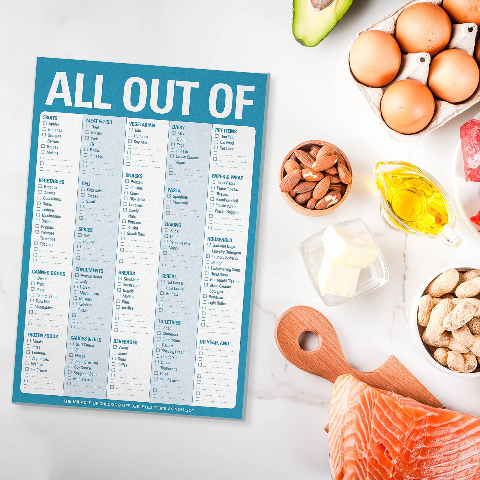 Notepad For Groceries, 6×9 Inches, Blue, Perforated Pages, Durable