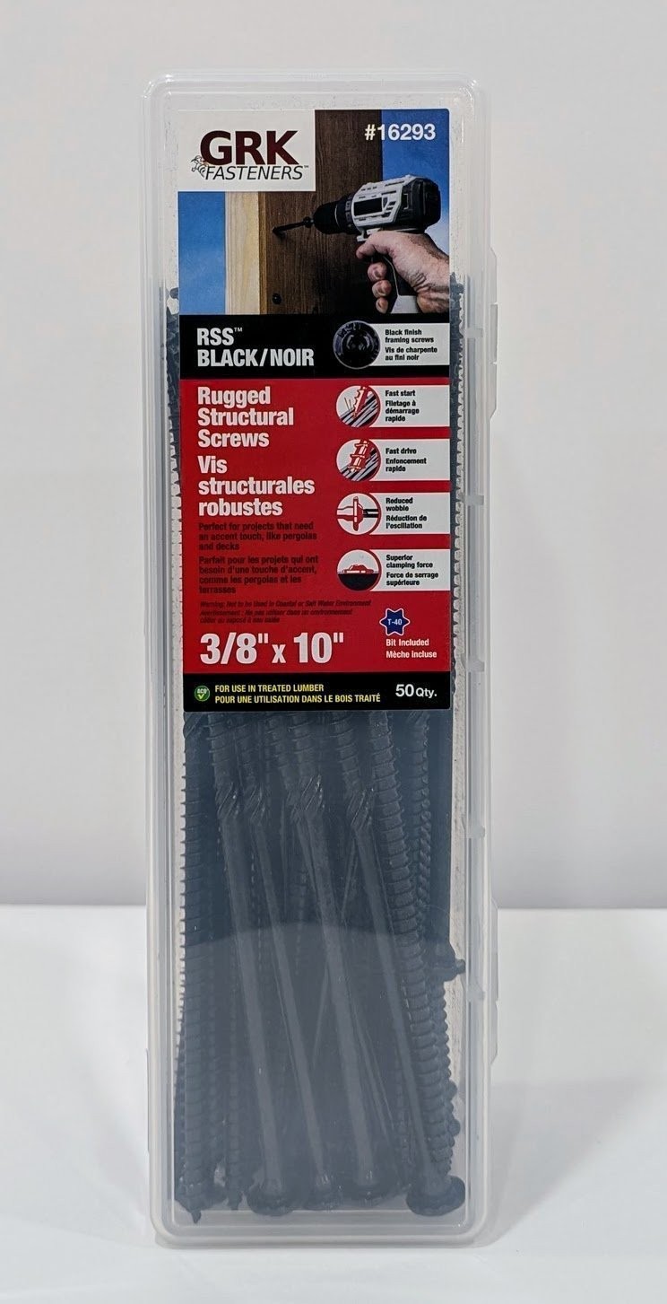 GRK RSS 3/8″ X 10″ Rugged Structural Screws #16293 – 50 Count – Black