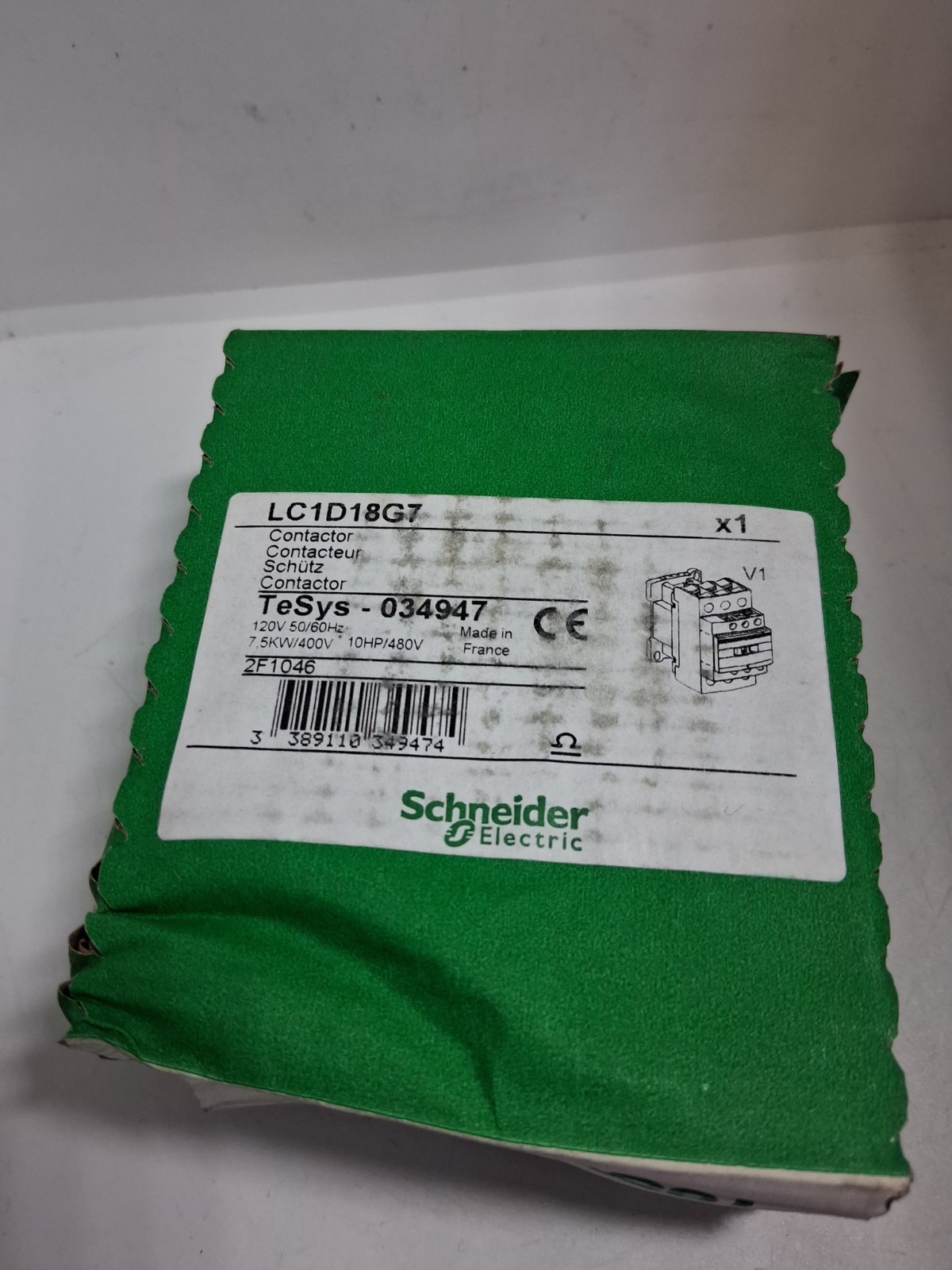 SCHNEIDER LC1D18G7 CONTACTOR 120V 50/60HZ NIB