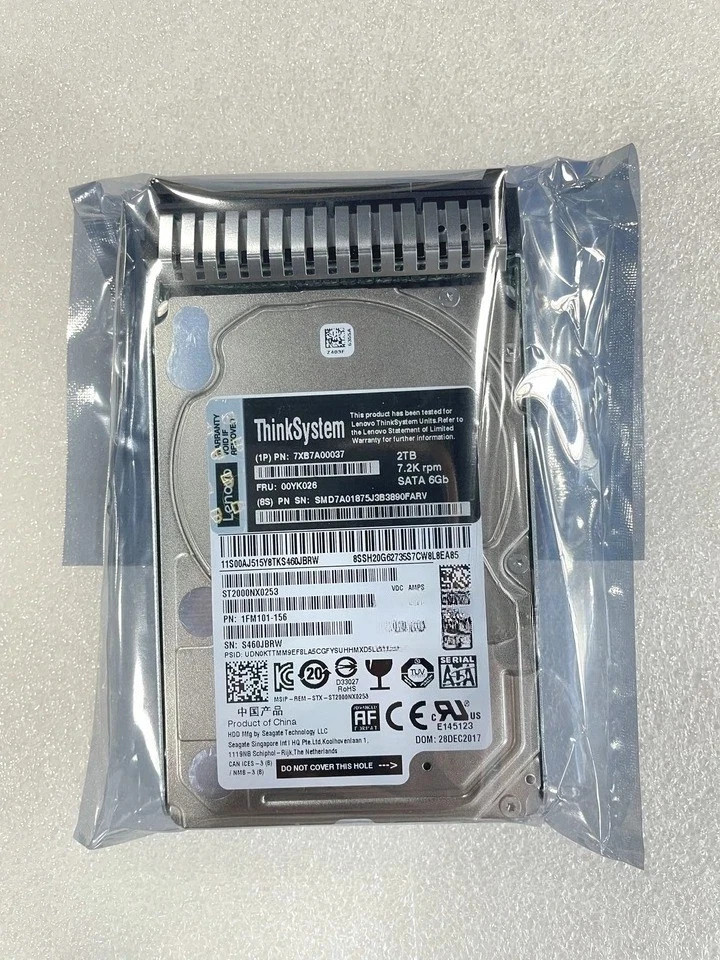 FOR LENOVO ThinkSystem 00YK026 7XB7A00037 2TB 7.2K SATA 6G 2.5″ HDD Hard Drive