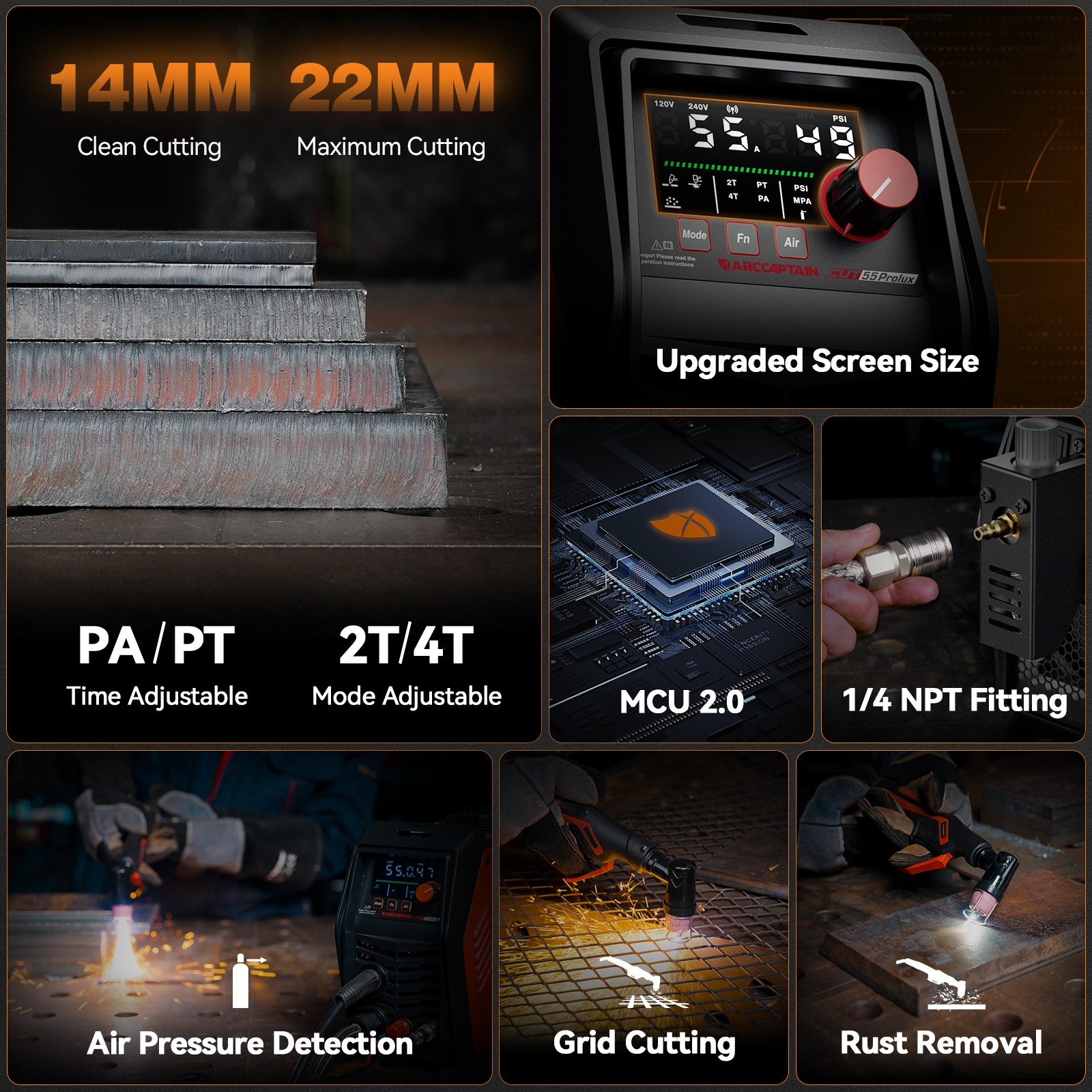 ARCCAPTAIN iControl CUT55 Prolux Plasma Cutter Machine 55Amp Non-Touch Pilot Arc