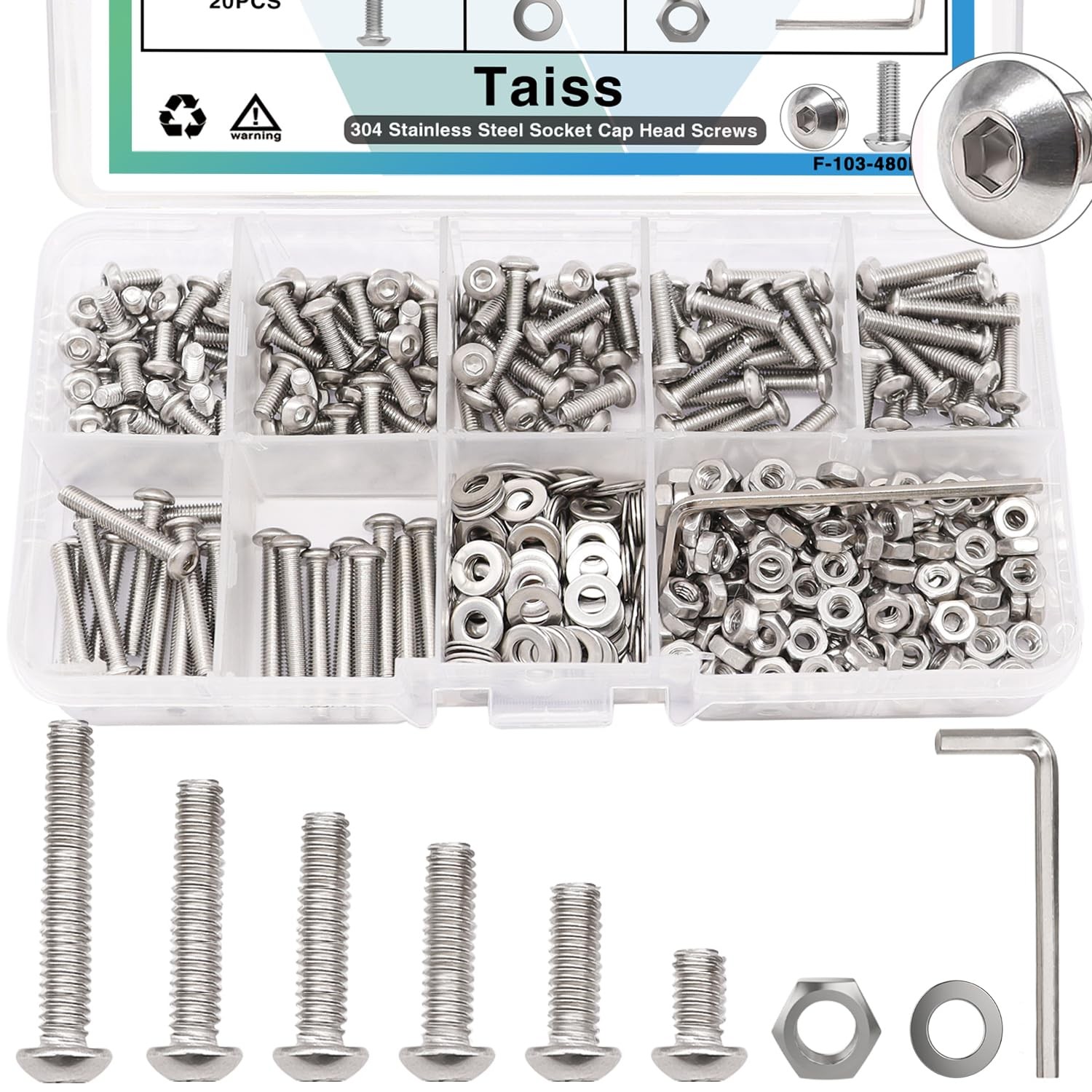 640PCS M3 Screws Kit M3 x 6mm/8mm/10mm/12mm/16mm/20mm 304 Stainless Steel Met…