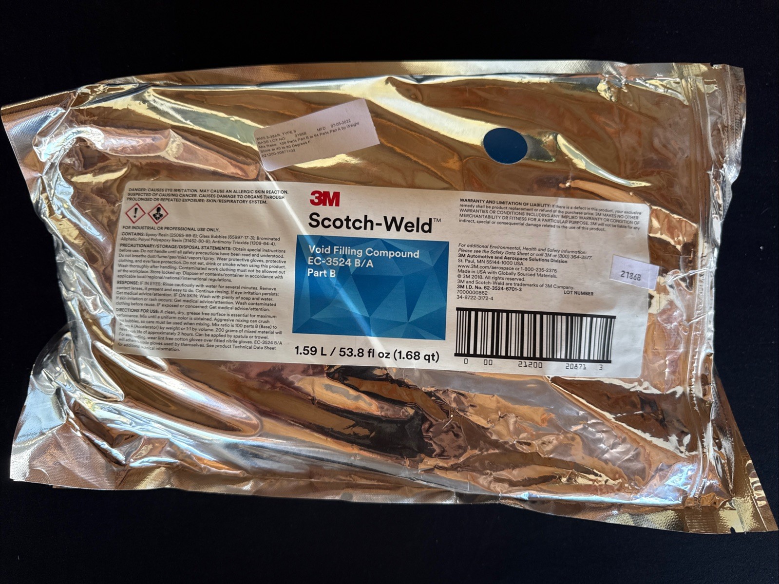 EC-3524 B/A Scotch-Weld BLUE – 021200-20871 – VOID FILLING COMPOUND – 1/2 Gal KT