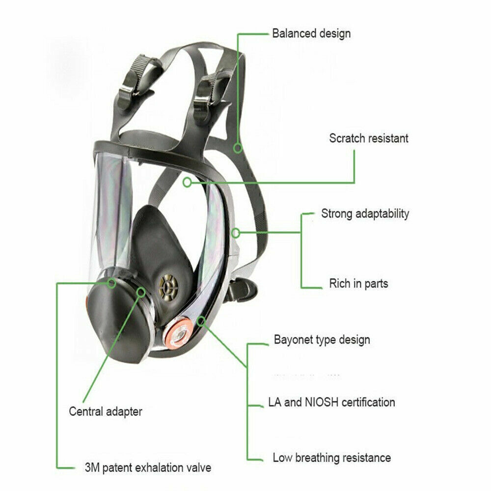 Full Face Respirator Gas Mask Carbon Filter For Auto Car Painting Spraying Safe